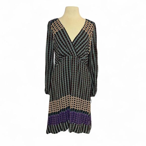 Maeve by Anthropologie Gianna Tunic geometric print long sleeves dress Sz 12 - Picture 2 of 8